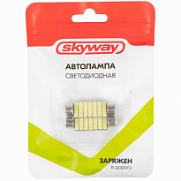 Автолампа диод T11(C5W) 12V 49 SMD диодов 1-конт 41мм обманка Белая SKYWAY Салон, номер min 2шт
